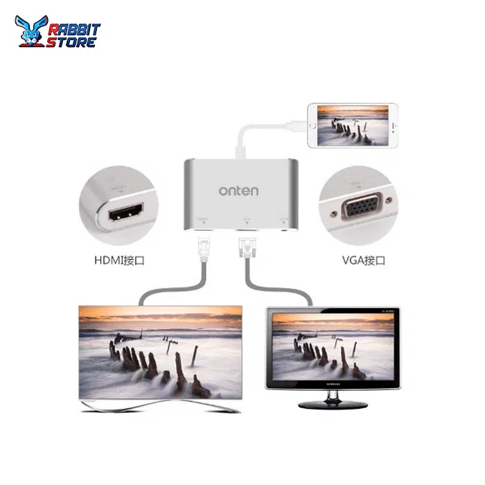 onten 4 IN1 lightning digital av adapter OTN-7585C