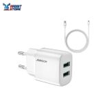 JOYROOM L-2A123 2.4A Dual Ports Mini Fast Charger EU With Cable Micro Cable -white