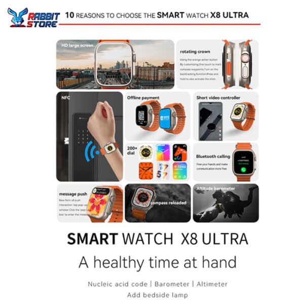 W&O X8 Ultra Smart Watch (49mm) Space Aluminum Case With Black Silicone Strap