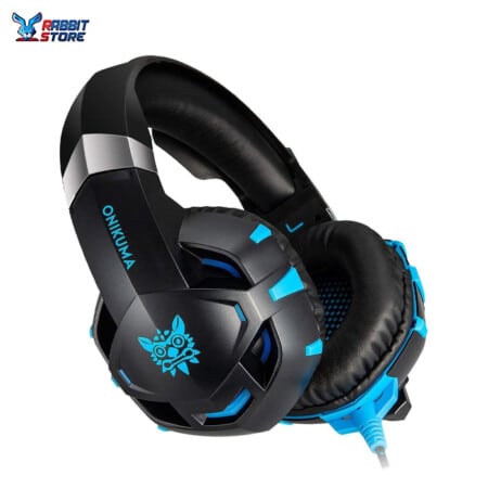 Onikuma K2 PRO Blue LED Gaming Headset 7.1 Surround Sound With Noise Cancelling Mic - Black