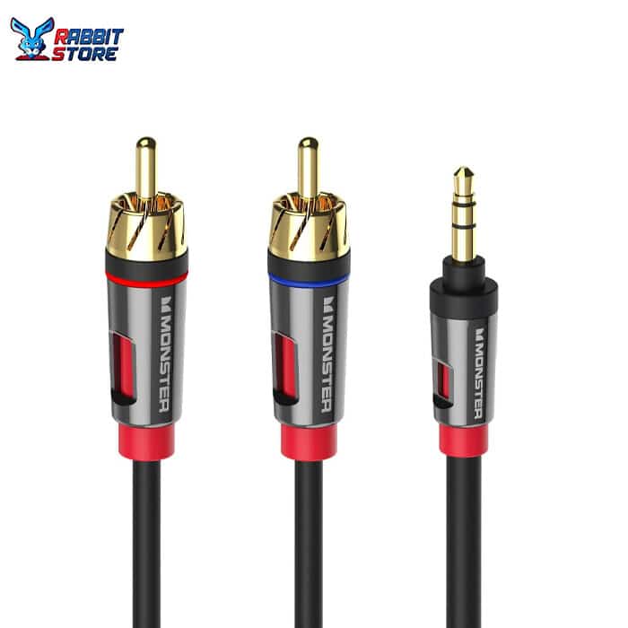 Monster 6-FT 1.82M MINI TO RCA AUDIO CABLE 3.5mm Phone Tablet Speaker TV PC HQ