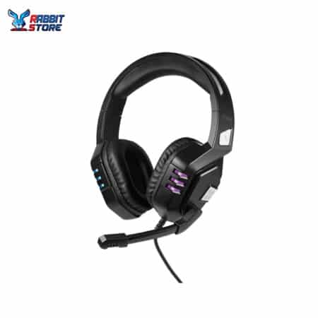 Promate Gaming Headset, Surround Sound Over-Ear USB Wired Haptic Feedback Headphones with Unidirectional Mic, Soft Memory Earmuffs, Volume Control and LED Light For PC, Laptop, Python