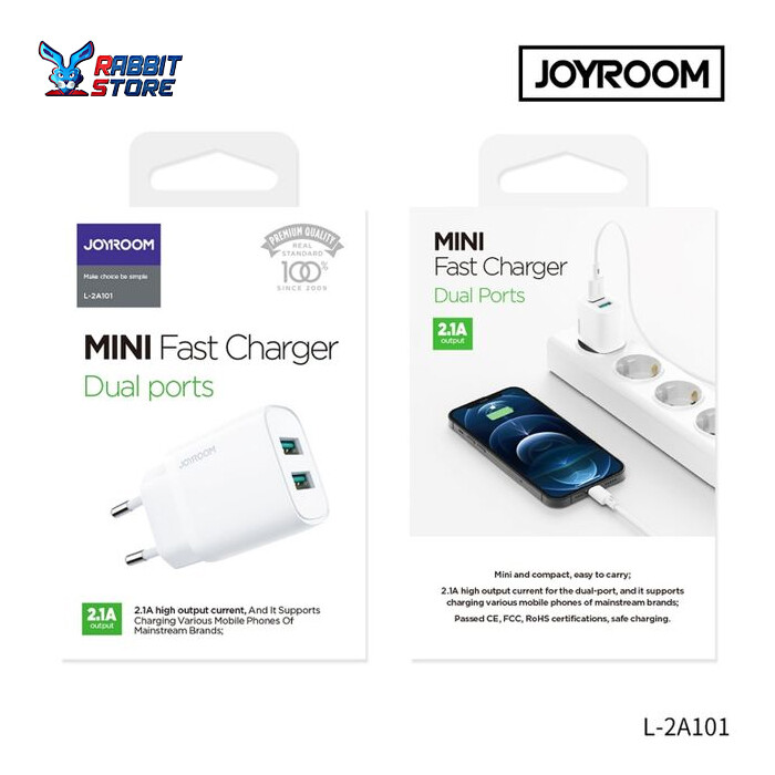 JOYROOM L-2A101 Dual Port Mini Fast Charger 2.1A - White