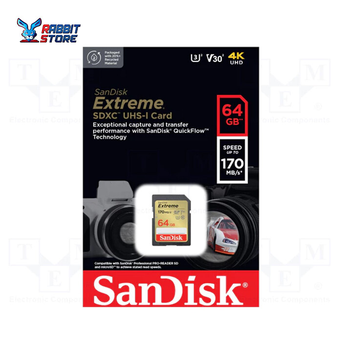 SANDISK EXTREME SDXC 64GB 170MB UHS-I MEMORY CARD