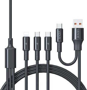 Vidvie 3 in 2 Multi Charging Cable, 2.4A Fast Charger USB/PD/Type-C/Micro (120cm) For iPhone & All Android Phones (Does not support data transfer) Black