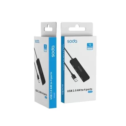 Soda (SH100) USB 2.0 AM to 4 ports (Black)