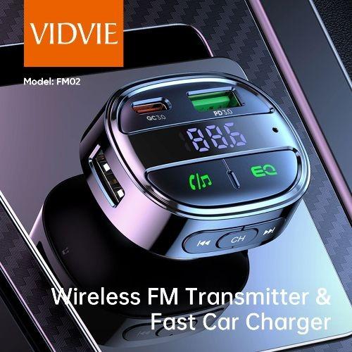 VIDVIE Wireless FM Transmitter Fast Car Charger FM02 |