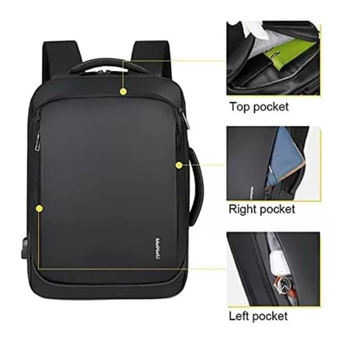 Meinaili 1901 Business Anti Thief Travel Laptop Backpacks with USB ( Black )