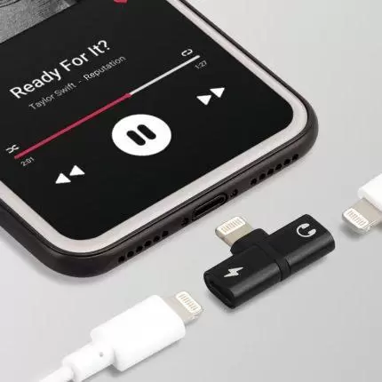Promate 2-in-1 Audio & Charging Adaptor with Lightning Connector (Black)