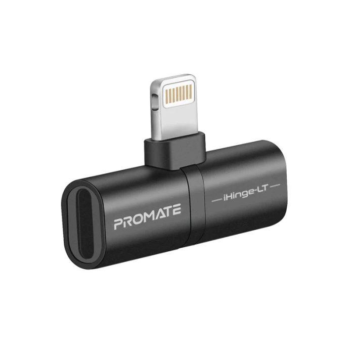 Promate 2-in-1 Audio & Charging Adaptor with Lightning Connector (Black)