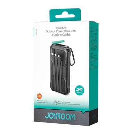 Joyroom Jr-L016 10000mAh Outdoor Power Bank with 3 Built-in Cables ( Black )