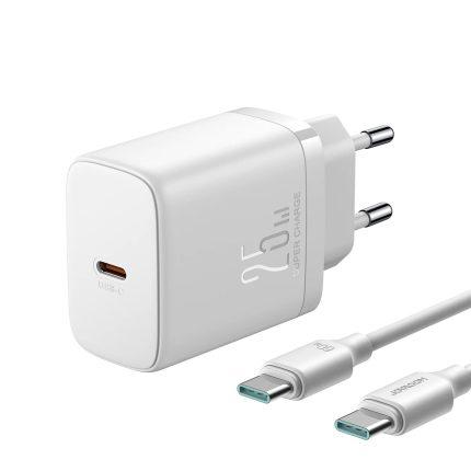 Joyroom Jr-TCF11EU 25W USB-C Fast Charger - 1m Type-C to Type-C Data Cable ( White)