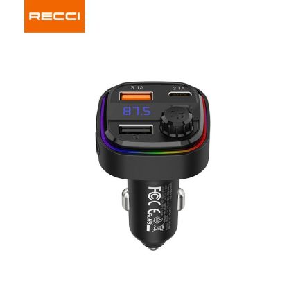 Recci RQ08 Charger Multi-Functional With FM 15W+15W - Black