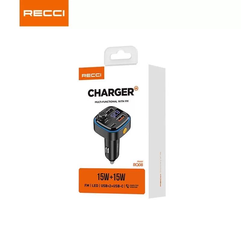 Recci RQ08 Charger Multi-Functional With FM 15W+15W – Black
