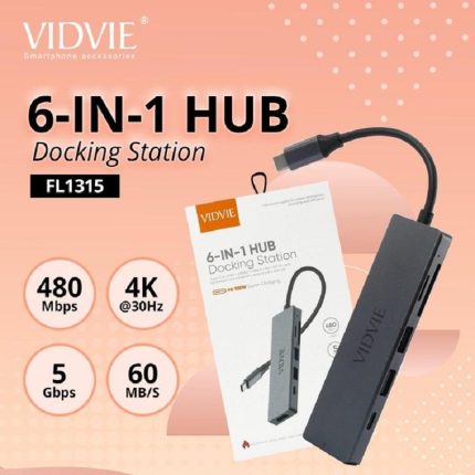 VIDVIE HUB03 6-in-1 HUB Docking Station 100W ( Dark Grey )