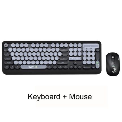 PSP-Y K68 Punk Wireless Keyboard and Mouse Combo - Black