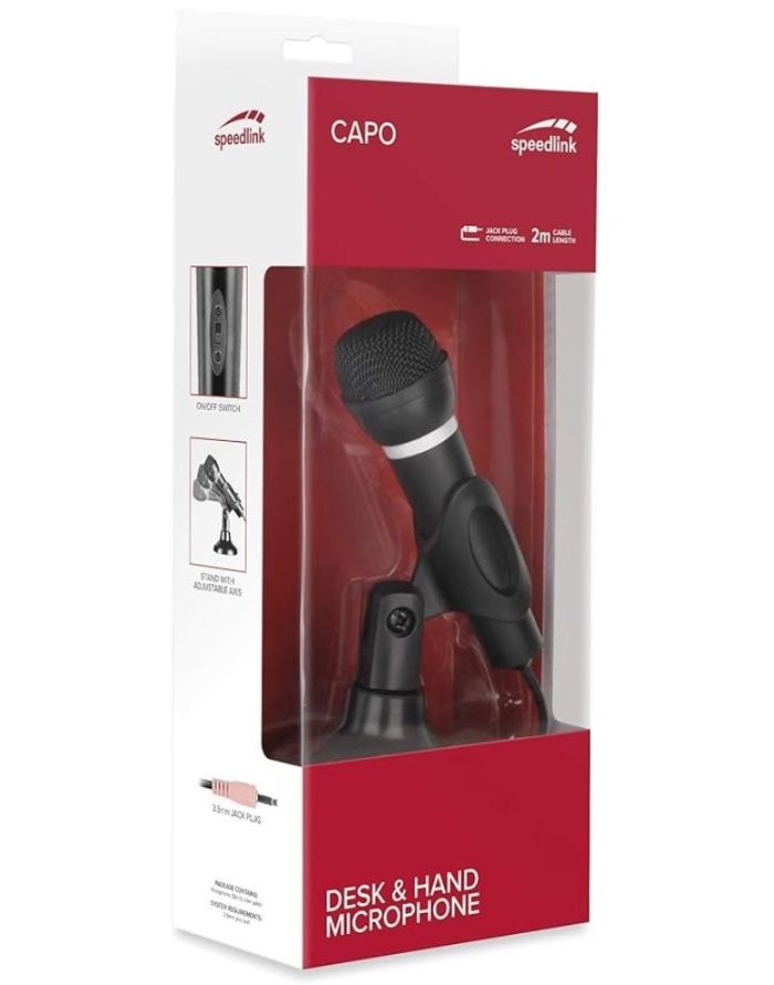 Speedlink CAPO SL-8703-BK Desk & Hand Wired Microphone - Black