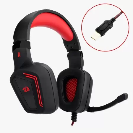 Redragon H310 MUSES Wired Gaming Headset, 7.1 Surround-Sound Pro-Gamer Headphone - Black