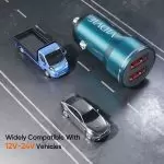 Vidvie CC528 Metal Dual USB Fast Car Charger With Cable 2.4A Output - Blue