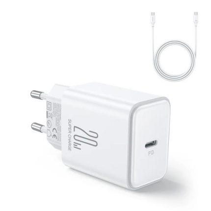 Joyroom Jr-TCF06EU PD 20W Fast Charger + 1m Type-C To Type-C Data Cable - White (1)