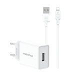 Recci RC58EL Charger and Lightning Cable 2A 100CM Cable - EU Plug - White