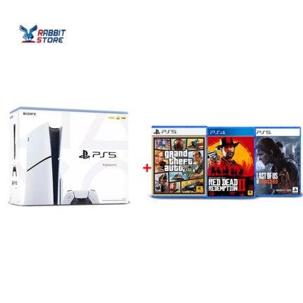 Sony Playstation 5 Slim Console international+spiderman 2+the last of us II remastered + red dead redemption 2