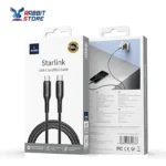 كابل WiWU Starlink 60 واط USB-C إلى USB-C اللون الاسود
