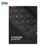 LDNIO SE6403 POWER STRIP 6 POWER SOCKET 4USB 3.4A 5V AUTO MAX 17W 2METER - Image 3