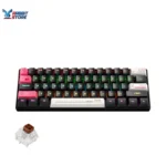 لوحة مفاتيح الألعاب الميكانيكية السلكية Onikuma G55 ذات 61 مفتاحًا مع إضاءة RGB باللون الأسود (الإنجليزية)-مفاتيح بني
