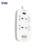 مشترك طاقة LDNIO SC4407 مزود بـ 4 منافذ كهربائية ثلاثية عالمية و4 منافذ USB بقدرة 2500 واط مع كابل بطول 2 متر - حماية شاملة وأمان عالٍ