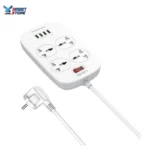 مشترك طاقة LDNIO SC4407 مزود بـ 4 منافذ كهربائية ثلاثية عالمية و4 منافذ USB بقدرة 2500 واط مع كابل بطول 2 متر - حماية شاملة وأمان عالٍ - الصورة 3