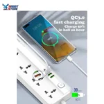 مشترك كهرباء بخمس منافذ تيار متردد و4 منافذ شحن سريع من لدنيو SC5415، بسلك طول 2 متر - لون ابيض - الصورة 5