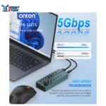 موزع USB 3.0 من Onten OTN - 5317S ذو 7 منافذ، سرعة نقل بيانات عالية تصل إلى 5 جيجابت في الثانية، مفاتيح تحويل مستقلة، توافق واسع مع أجهزة الكمبيوتر المحمولة والأجهزة اللوحية والهواتف وأجهزة الألعاب - الصورة 5