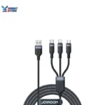 كابل بيانات متعدد الاستخدامات JOYROOM S-A18 بقوة 3.5 أمبير، مزود بمنافذ Lightning وType-C وMicro، بطول 1.2 متر، لون أسود