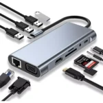 USB C HUB 11 in 1 with 4K HDMI, VGA, Type C PD, USB3.0, RJ45 Ethernet, SD/TF Card Reader, 3.5mm AUX