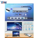 USB C HUB 11 in 1 with 4K HDMI, VGA, Type C PD, USB3.0, RJ45 Ethernet, SD/TF Card Reader, 3.5mm AUX - Image 6