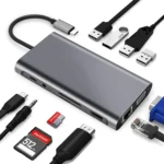 USB C HUB 11 in 1 with 4K HDMI, VGA, Type C PD, USB3.0, RJ45 Ethernet, SD/TF Card Reader, 3.5mm AUX - Image 3