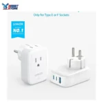 محول قابس السفر الأوروبي من أنكر، USB-C بقوة 15 واط، قابس طاقة دولي مزود بمنفذي تيار متردد، ومنفذي USB-C، ومنفذ USB-A، مثالي لأجهزة iPhone 15 و iPad Air وغيرها، صغير الحجم ومناسب للسفر - الصورة 2