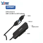 ONTEN UCA312 USB-A & USB-C to SATA Adapter with 3×USB 3.0 Hub – 2.5” HDD/SSD External Enclosure & Multi-Port USB Expansion