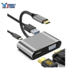 محول USB C الى HDMI VGA موزع 4 في 1 مع منفذ شحن 3.0 بي دي متوافق سويتش/ماك بوك برو/ايباد برو/جالكسي/ديل اكس اس