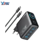 شاحن زولو للحائط بشاشة تعمل باللمس وقوة 140 وات بتقنية بي دي وجان مع 3 منافذ USB نوع C و1 منفذ USB نوع A ومتوافق مع آيفون وسامسونج وبيكسل وماك بوك وكروم بوك وايربودز وأكثر لون رمادي غامق، من انكر
