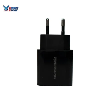 شاحن  RIVERSONG SafeKub D12 CCM2 20W بمخرجين مع كابل USB-A لـ USB-C (اسود)