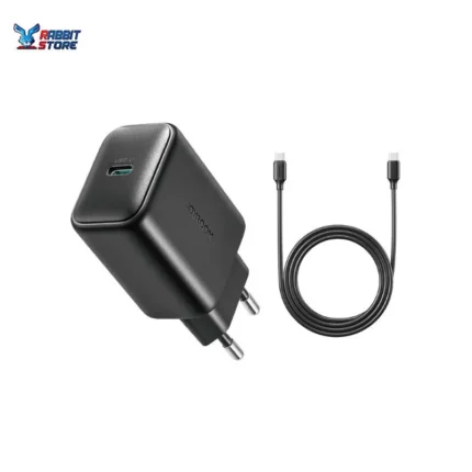 Joyroom JR‑TCF23 25 W USB‑C PD Fast Wall Charger with 1 m USB‑C to USB‑C Cable, Single Port Rapid Charging Adapter for Smartphones & Tablets - Black