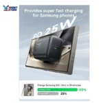 Joyroom JR‑TCF23 25 W USB‑C PD Fast Wall Charger with 1 m USB‑C to USB‑C Cable, Single Port Rapid Charging Adapter for Smartphones & Tablets - Black - Image 4