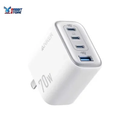 Anker Zolo 70W Charger 4-Port A121C Fast charger Gan Technology and Compact for MacBook, iPad, iPhone 17/iPhone Series, Galaxy S26/S25 (white)Warranty