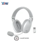 Redragon H848 Bluetooth Wireless Bluetooth Gaming Headset - Lightweight - 7.1 Surround Sound - 40mm Driver - Detachable Microphone - Multiplatforms for PC, PS5/4/3, Switch, Mobile Phone-White