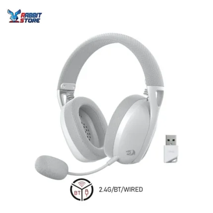 Redragon H848 Bluetooth Wireless Bluetooth Gaming Headset - Lightweight - 7.1 Surround Sound - 40mm Driver - Detachable Microphone - Multiplatforms for PC, PS5/4/3, Switch, Mobile Phone-White