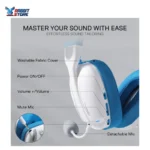 Redragon H878 3-Mode Wireless Blue Lighting Gaming Headset - Lightweight - 7.1 Surround Sound - 40MM Drivers - Detachable Microphone - Multi Platforms for PC, PS5/4/3, Switch, Mobile, White&Blue - Image 4