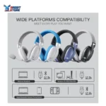 Redragon H878 3-Mode Wireless Blue Lighting Gaming Headset - Lightweight - 7.1 Surround Sound - 40MM Drivers - Detachable Microphone - Multi Platforms for PC, PS5/4/3, Switch, Mobile, White&Blue - Image 3